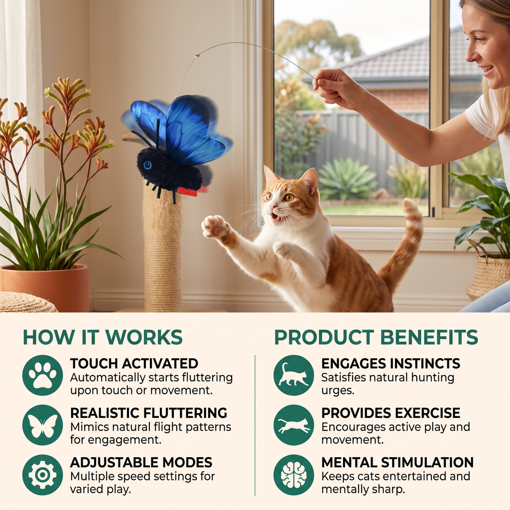 Interactive Flutter Butterfly Cat Toy – Automatic Flying Teaser