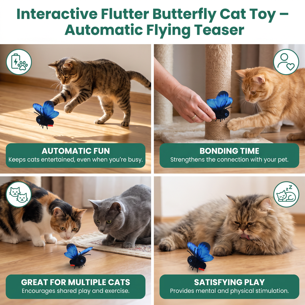 Interactive Flutter Butterfly Cat Toy – Automatic Flying Teaser