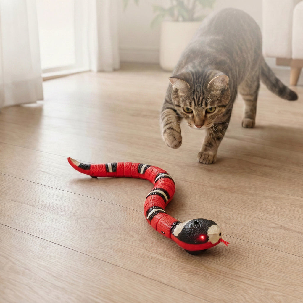 Smart Sensing Snake Toy — Interactive Obstacle Avoidance Toy for Cats