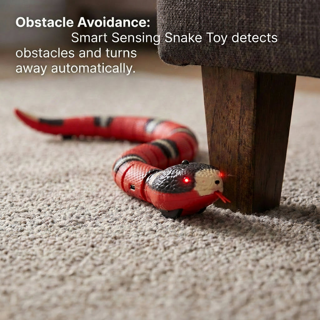 Smart Sensing Snake Toy — Interactive Obstacle Avoidance Toy for Cats